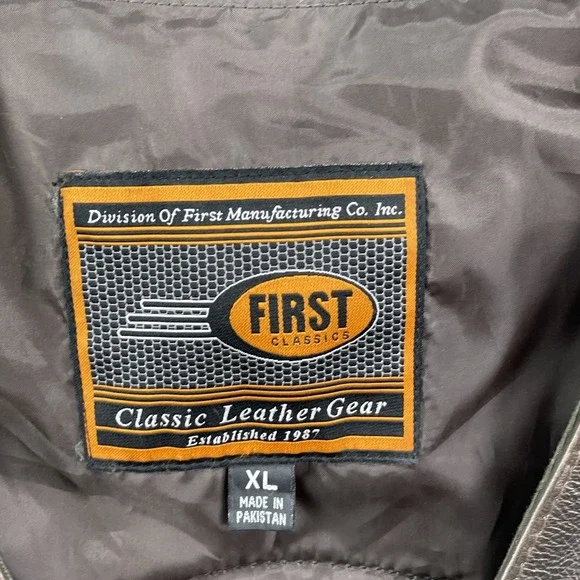 First Classics Leather Vest Men's XL Brown Moto Biker USA Y2K Grunge Western 90s - Picture 3 of 9